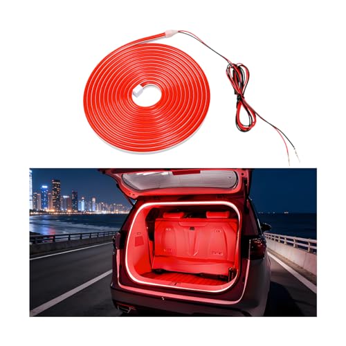 Car Trunk LED Strip Lights, 4M Dynamic Flowing Vehicle Trunk Ambient Strip Light, Flexible Waterproof Auto Neon Lighting Accessories, Universal for SUV Truck Motorcycle (Red) - color: Red