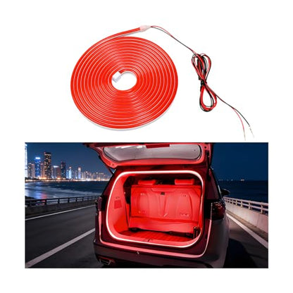 Car Trunk LED Strip Lights, 4M Dynamic Flowing Vehicle Trunk Ambient Strip Light, Flexible Waterproof Auto Neon Lighting Accessories, Universal for SUV Truck Motorcycle (Red) - color: Red