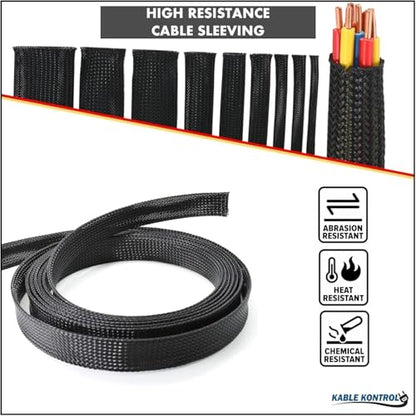 Kable Kontrol Cable Sleeve Expandable Nylon Braided Sleeving - 3/4” Inch – 250’ Feet – Automotive Wire Loom, Cable Wrap, Cord Protector from Pets, Cable Management - Black - size: 0.75" - 250' Feet
