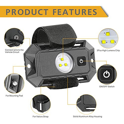 UTV LED Dome Light 12V with Switch, Rfroad Lighting Universal Roll Bar Mount LED White Lights Interior Dome Light for UTV ATV Polaris RZR Can Am Car Golf Cart - color: White