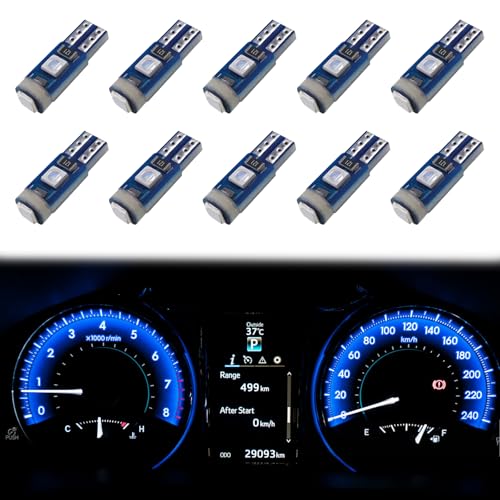 ecocstm 12 PCS T5 LED Bulbs, 74 73 37 2721 Instrument Cluster Light Bulb - color: Blue