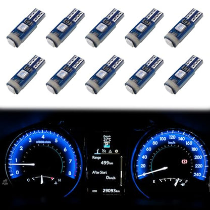 ecocstm 12 PCS T5 LED Bulbs, 74 73 37 2721 Instrument Cluster Light Bulb - color: Blue