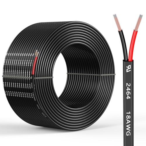 18 Gauge 2 Conductors 16.4FT Electrical Wire, Flexible Low Voltage PVC Copper Clad Aluminum Extension Cord for Car Speaker Wire, Car Lighting, LED Wire, Outdoor Lighting, Residential Wiring,12V/24V DC - size: 16.4FT, style: 18AWG