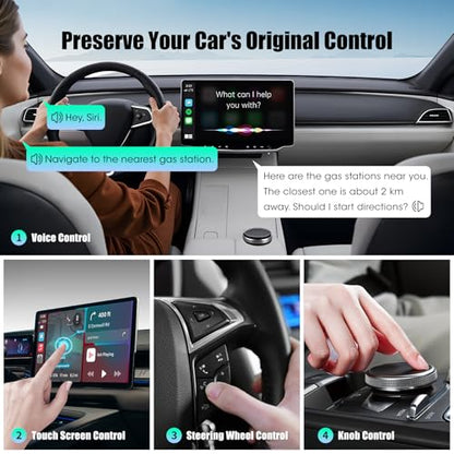 Wireless CarPlay Adapter for iPhone,Convert Wired to Apple Car Play Wireless Adapter, Plug and Play, with 60CM Extension Cable USB & Type-C, Connection Stable No Delay - style: Carbon fiber panels