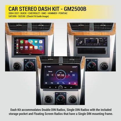 Scosche GM2500B Double DIN or Single DIN with Pocket Radio Installation Dash Kit Compatible with Select 2004-2021 GM Vehicles - Car Stereo Install Kit - See Fit Guide in Images to Verify Your Vehicle - style: Dash Kit Only