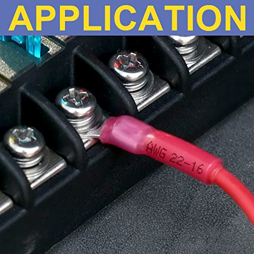 haisstronica 100PCS Heat Shrink Ring Terminals, 16-14 AWG, 5/16 in, Blue - color: Blue, size: Ring 5/16"