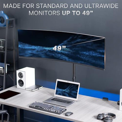 VIVO Single Ultra-Wide Monitor Desk Mount for up to 49 inch Ultrawide Screens, Extra Tall Heavy Duty Adjustable Stand Holds 44 lbs, Black, STAND-V100R - size: up to 49" screens, style: Extra Tall