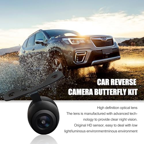 Tesnaao Car Reversing Camera, IP68 Waterproof HD Night Vision Rear View Camera with Bracket Wire Harness, 170 Degree Wide-Angle Dynamic Path Guide Line, Universal for Cars (Black)