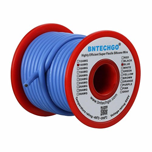BNTECHGO 14 Gauge Silicone Wire Blue 40ft Stranded Tinned Copper Wire - color: Blue, size: silicone wire 40ft