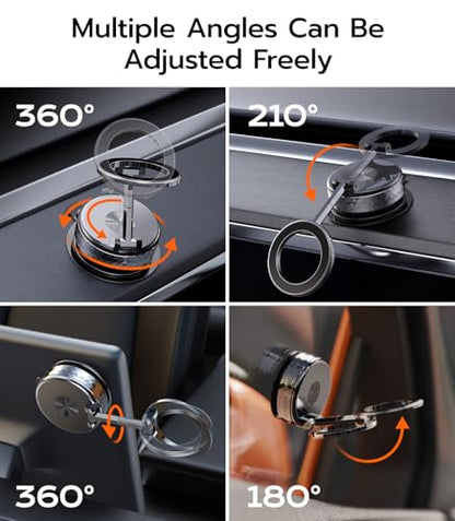 Meifigno Magnetic Car Phone Holder for Tesla Screen & Backplate,[All-Metal] 360° Rotation Vacuum Suction Cup Car Phone Mount for Magsafe, Foldable Car Phone Holders for Your Car for iPhone Android