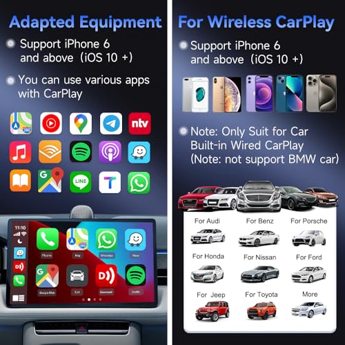 CarlinKit CarPlay Wireless Adapter MiNi SE 2026 - Auto Connect Online Update for iPhone, Apple CarPlay Wireless Adapter Convert OEM Wired CarPlay Cars, Plug & Play Dongle - color: Black