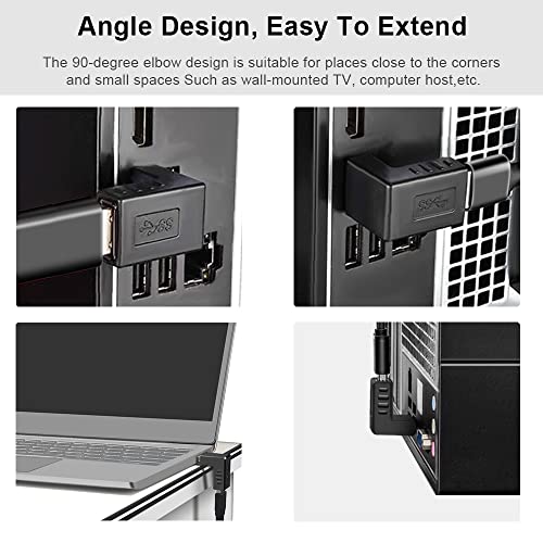 Oxsubor USB 3.0 Adapter 90 Degree Male to Female Combo Vertical Up and Down Angle Coupler Connector - style: usb 3.0 adapter up and down