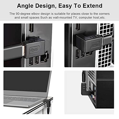Oxsubor USB 3.0 Adapter 90 Degree Male to Female Combo Vertical Up and Down Angle Coupler Connector - style: usb 3.0 adapter up and down