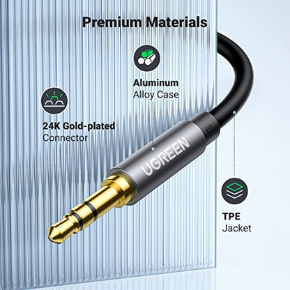 UGREEN Headphone Extension Cable 3.5mm Aux 3 Pole TRS Extender Cord 16FT - size: 16FT