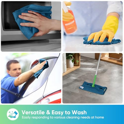HOMEXCEL 24PK Microfiber Cleaning Cloth, Cleaning Rag for Home, 11.5x11.5in - color: Navy Blue
