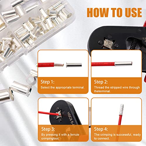 mankk 170PCS Silver Plated Copper Wire Ferrules Kit 8 Sizes AWG (1/0 2/0 2 4 6 8 10 12) Crimp Terminal Connector Sleeves Insulated Cord Pin End Terminal for Wiring Automotive Home Repair - size: 170PCS