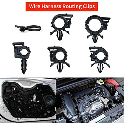 Automotive Car Wire Harness Routing Clip Assortment Kit - 60PCS Universal Wire Loom Routing Clips for Honda, GM, Mazda, Jeep Wrangler, Ford