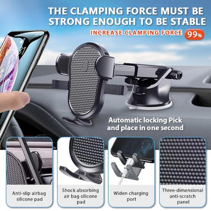 Car Phone Holder, Phone Holder Vent，CarWindshield Dashboard Truck Suction Cup, 360°Adjustable, Automobile Cradles Universal,car Phone Holders for iPhone Size 4.7inch-7inch