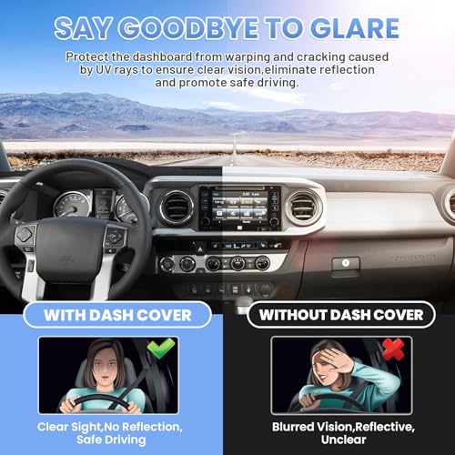 Sunsdrew Dash Cover for 2016-2022 2023 Toyota Tacoma Dashboard Cover Mat - size: 16-23 Tacoma Dash Cover