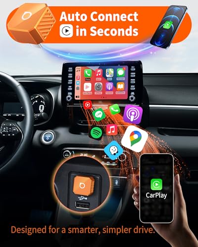 OTTOCAST Mini Pot 2-in-1 Wireless CarPlay & Android Auto Adapter (USB-C) - color: Orange 1 (USB-C)