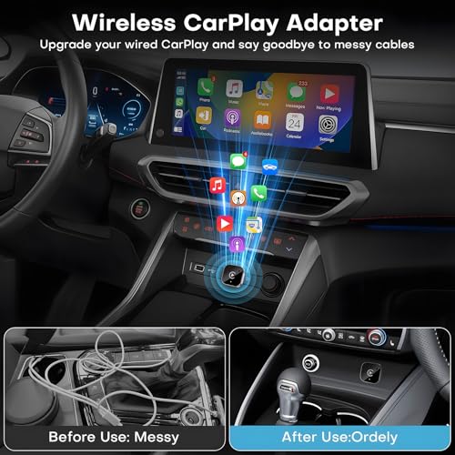USB C Wireless CarPlay & Android Auto Adapter, Wired to Wireless Dongle | Plug & Play Compatible with iPhone & Android Smartphones.