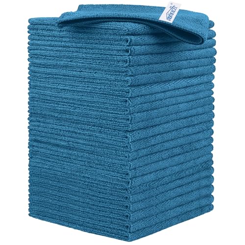 HOMEXCEL 24PK Microfiber Cleaning Cloth, Cleaning Rag for Home, 11.5x11.5in - color: Navy Blue