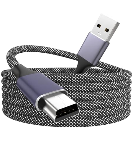 6.6FT Mini USB Cable Compatible with Garmin GPS, Canon/Nikon Camera, PS3 Controller, Blue Yeti Microphone, Texas Instruments Calculator, Gopro Hero, Dash Cam Two-Tone Braided Mini Cable - color: Black+White, size: 6.6FT