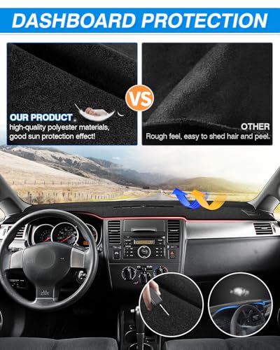 Cartist Custom Fit for Dash Cover Nissan Versa Tiida C11 2007 2008 2009 2010 2011 Dashboard Cover Mat Anti-Slip Pad Carpet Sunshield Protector - size: Nissan Versa Tiida C11 2007-2011