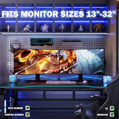 Hemudu 2 Pack Single LCD Computer Monitor Free-Standing Desk Stand Riser for 13 inch to 32 inch Screen with Swivel, Height Adjustable, Rotation, Holds One (1) Screen up to 77Lbs(HT05B-201)