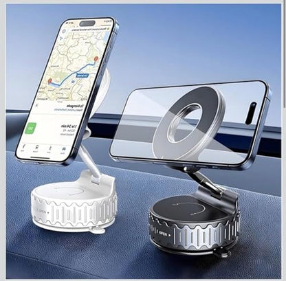 Aura Avenue Magnetic Vacuum Suction Mobile Phone Holder for Car & Desk | Super Strong Suction | 360° Rotation | Universal Dashboard, Glass & Desktop Mount