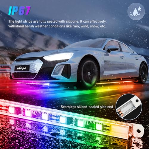 Nilight 8피스 알루미늄 드림 컬러 LED 언더글로우 스트립 조명 앱 및 리모컨 - color: 8피스 알루미늄 언더글로우 스트립 조명 드림 컬러