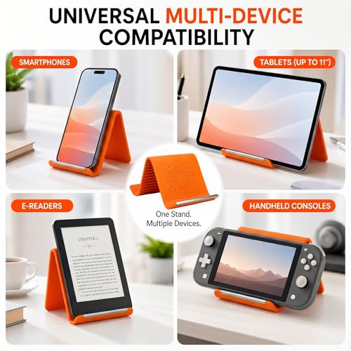 2PCS Portable Foldable Silicone Aluminum Phone Holder, Orange - color: Phone Stand 2PCS-Orange