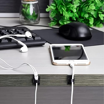 30 Pack Self-Adhesive Cable Clips, Black Plastic Wire Holder Cord Organizer for Car Dashboard, GPS, USB Cable Management