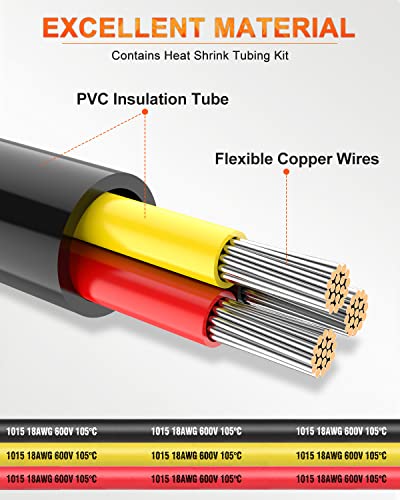 NAOEVO 18 Gauge Wire 3 Conductor, 18 Gauge Automotive Wire 12V Cable, 30FT - size: 30ft, style: 3C-18AWG