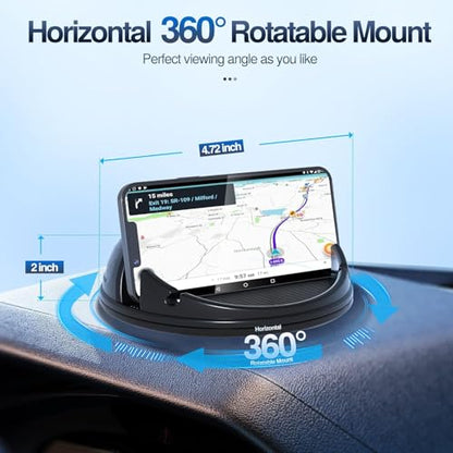 Loncaster 2 Pack Car Phone Holder Mount, [Horizontal 360° Rotatable] Silicone Phone Mount for Car Dashboard, Hands Free Cell Phone Holder Compatible with iPhone 16 15 14 13 12 Pro Max - color: Black-2pack 360° Rotatable