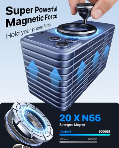 andobil for Magsafe Car Mount Compact Magnetic Phone Holder for Car Dash - style: Dashboard