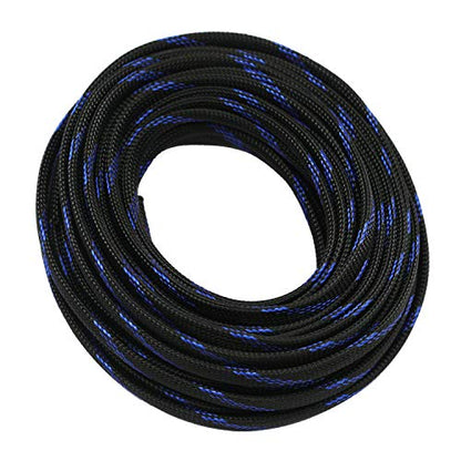 30ft PET Expandable Sleeving Wire Cable Sleeve (1/2", Steel Blue&Black) - color: Steel Blue&Black, size: 1/2"
