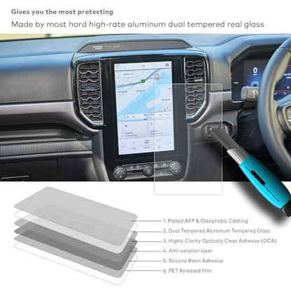[Anti Glare] Tempered Glass Screen Protector for Ford Ranger (2024-2026) XL/XLT 10.1 Inch Infotainment Touchscreen [9H] [Anti Fingerprint] (Matte) - color: Ranger (2024-2026) 10.1" - Matte