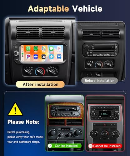 5Ghz WiFi Car Radio for Dodge RAM 2002-2006, for Jeep Wrangler 2003-2006,Jeep Grand Cherokee 1999-2004,Android 15 Car Stereo,6.86nch IPS Touchscreen,Carplay/Android Auto,Bluetooth GPS Camera - style: 2G+64G