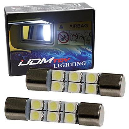 iJDMTOY (2) Super Bright 6-SMD 29mm 6614F LED Replacement Bulbs For Car Sun Visor Vanity Mirror Lights, Xenon White