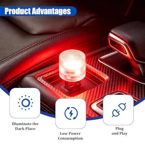 4 Pack USB LED Ambient Lights, Red - color: Red