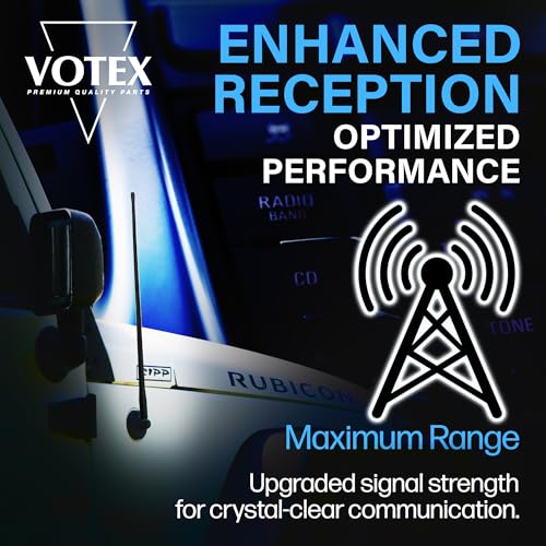Votex Black Short Rubber 17-Inch Universal Car Antenna Kit - Durable, Flexible Outdoor FM Radio Antenna for Cars, Trucks, SUVs - Easy Installation, Stainless Steel Threads, Enhanced Reception