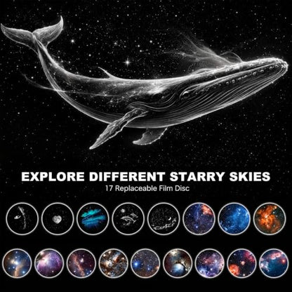 Plug and Play Star Projector Night Light – HD Glass Lens, 360° Flexible Neck, USB Powered, Interchangeable Theme Discs, Portable Galaxy Lamp for Bedroom, Home Theater, Car, or Travel (17 Slides)