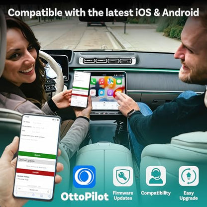 OTTOCAST Mini Nova Wireless CarPlay & Android Auto Adapter, 2-in-1 Convert Wired to Wireless, Plug & Play, Fast Auto Reconnect, Compact Mini Design for iPhone iOS 10+ & Android 11+