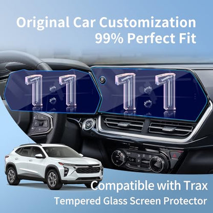 Tempered Glass Screen Protector 11" Nav + 8" Dash for 2026 Chevy Trax LT - color: for 25-26 Chevy Trax Set Blue