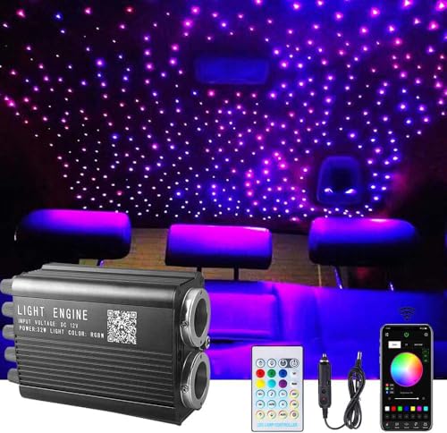 Twinkle Starlight Headliner Light,32W 1000pcs 13.1ft LED Star Ceiling Fiber Optic Light Kit APP/Remote Control for Car/Home/Party - size: 1000pcs*0.029in*13.1ft
