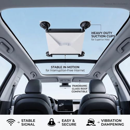 Mini Suction Cup Mount – Excellent, Reliable Car Window & Sunroof Mount for Starlink Mini, Strong Suction for Stable Signal on RVs, Boats, and Road Trips, Tool-Free Installation (Black)