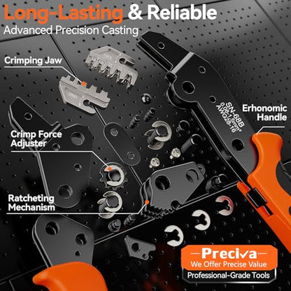 Preciva Mini-Fit Jr Kit Crimping Tool, with 12 Types 2-10 Pin Molex 4.2mm Connector, AWG 28-16 Terminals Terminals Crimping Pliers Compatible Dupont, Molex, KF2510