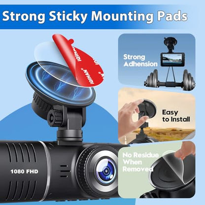 Sticky Adhesive Pads for Dash Cam Mount, 4PCS Double-Sided Heavy Duty Mounting Tape Kit Replacement for Dashcam Car Camera GPS Holder, Universal Clear Sticker for Car Windshield Windscreen Glass - color: Transparent
