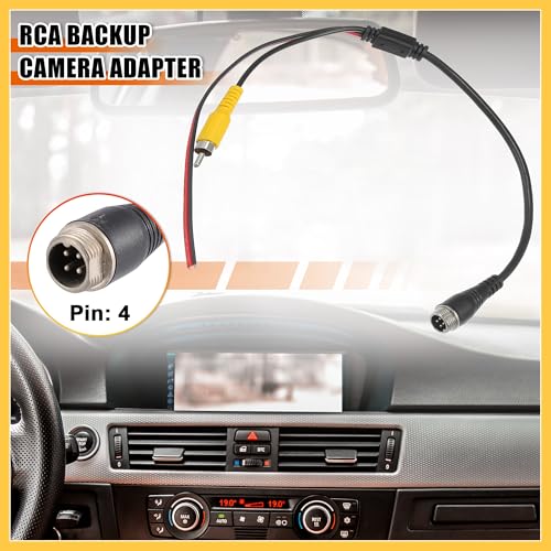 1pcs Car Camera Adapter 4 Pin to RCA Adapter M12 4-Pin Male to RCA AV Male with Trigger Wire Connector Wire Monitor Video Cable Adapter Auto Replacement Parts